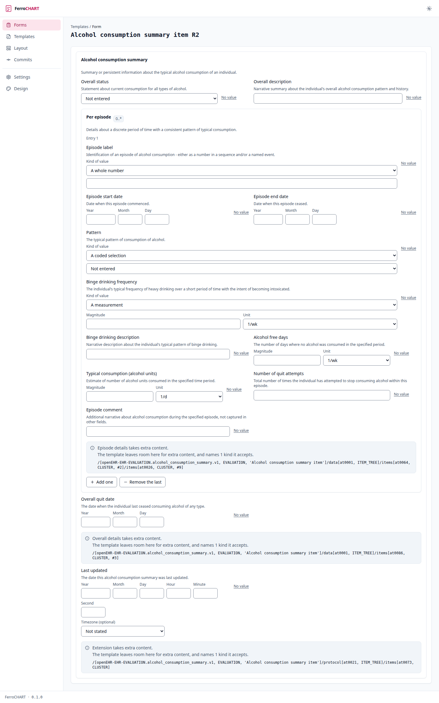 A second form, over a different operational template