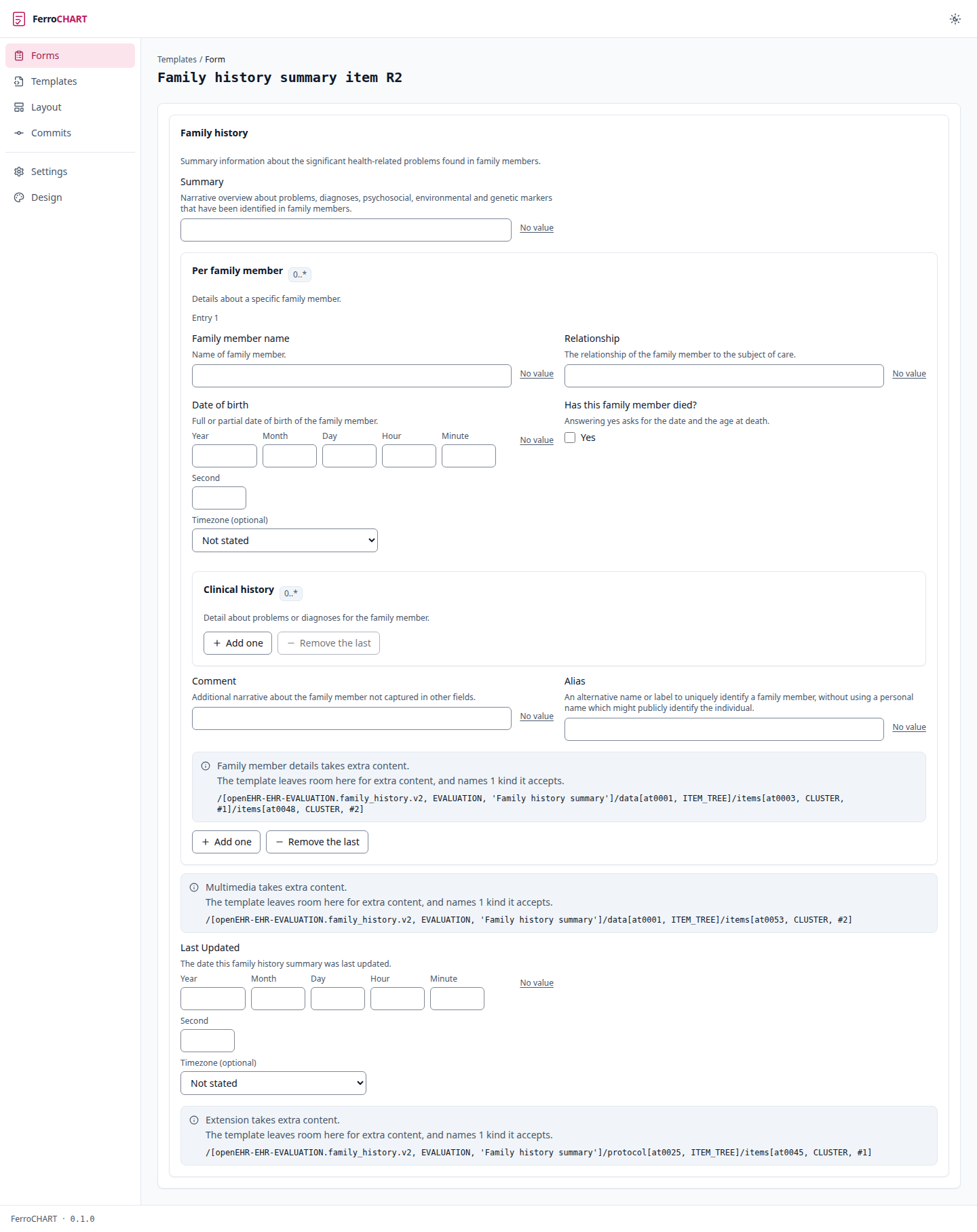 A form the compiler derived from an operational template